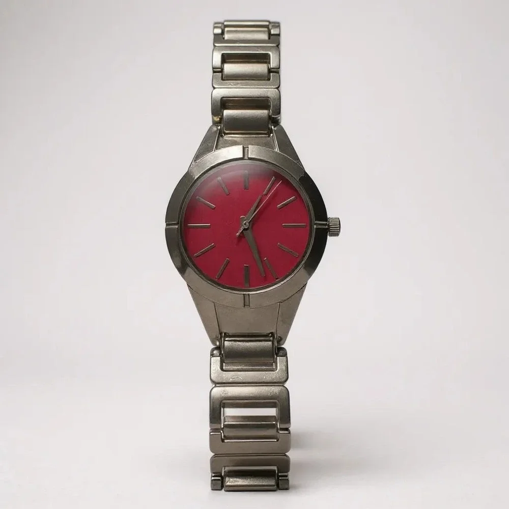 Silver Tone Women's Fashion Watch Pink‎ Face Analog Quartz Japan Movt 78/1001